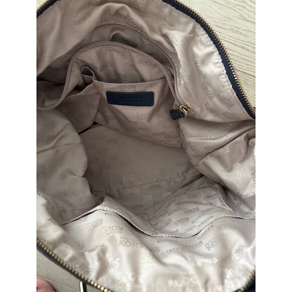 Michael Kors Hamilton Satchel Navy Pebbled Leather Gold Hardware Medium Tote - Picture 7 of 10